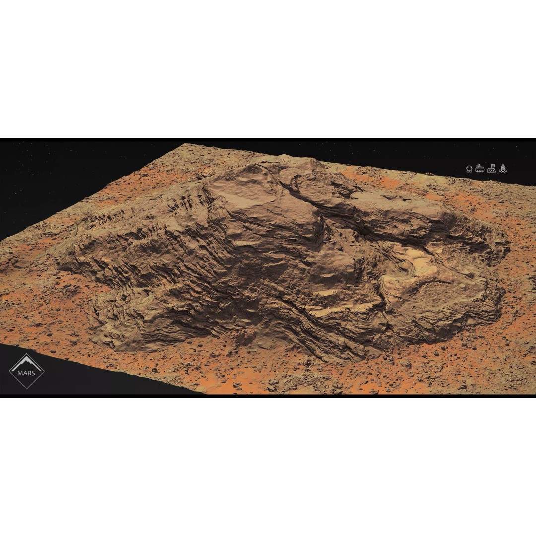 Mars Mountains 3D Model – Low Poly Game-Ready Landscapes, FBX - View 3