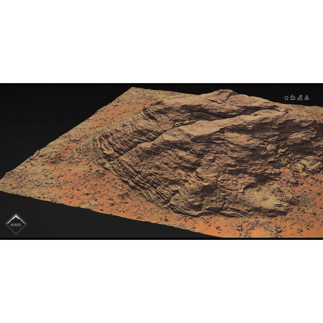 Mars Mountains 3D Model – Low Poly Game-Ready Landscapes, FBX - View 4