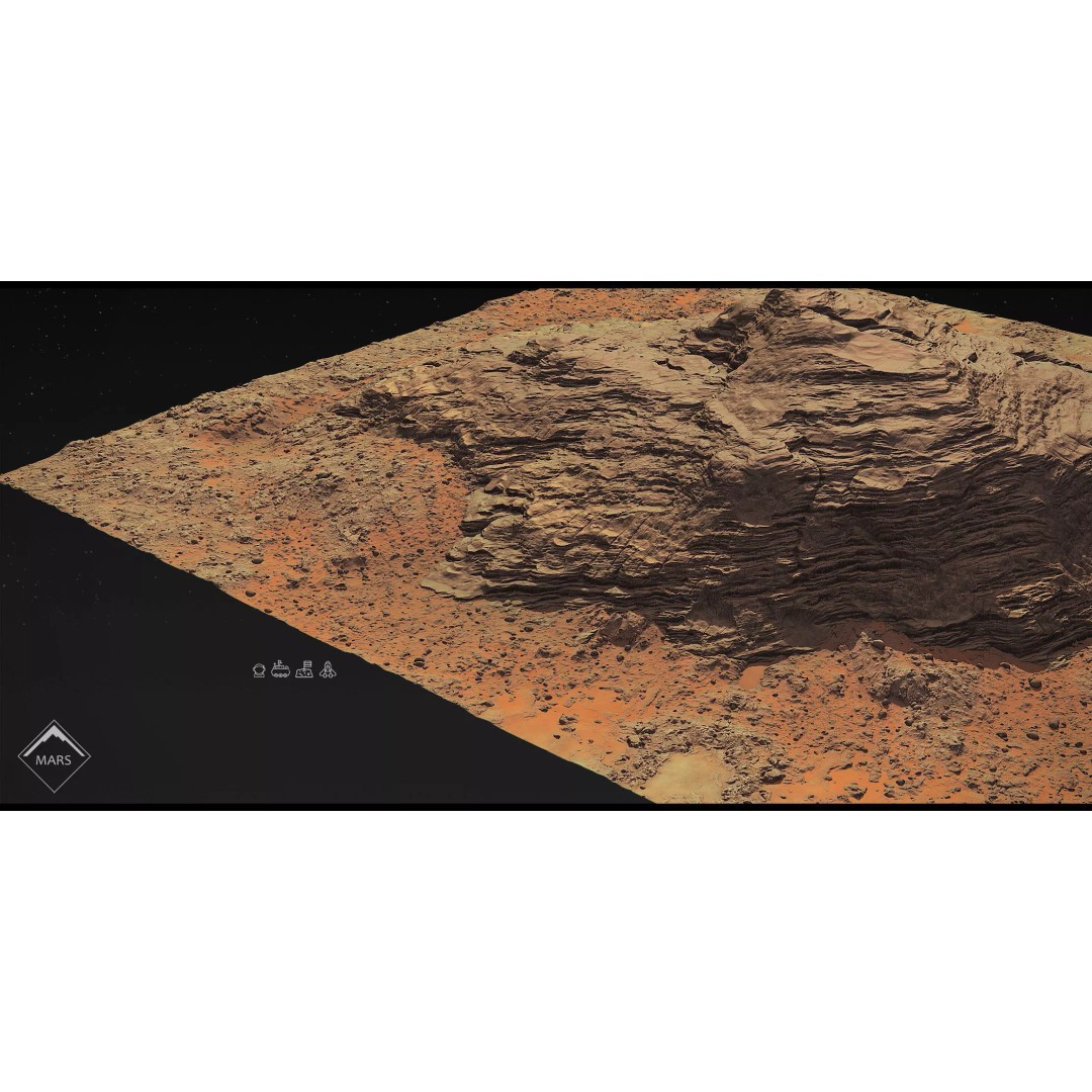 Mars Mountains 3D Model – Low Poly Game-Ready Landscapes, FBX - View 5