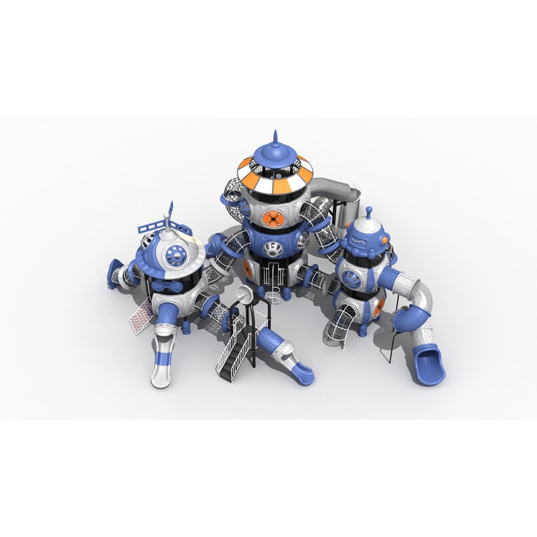 Space Themed Amusement Equipment 3D Model – Game-Ready Asset, FBX, OBJ - View 3