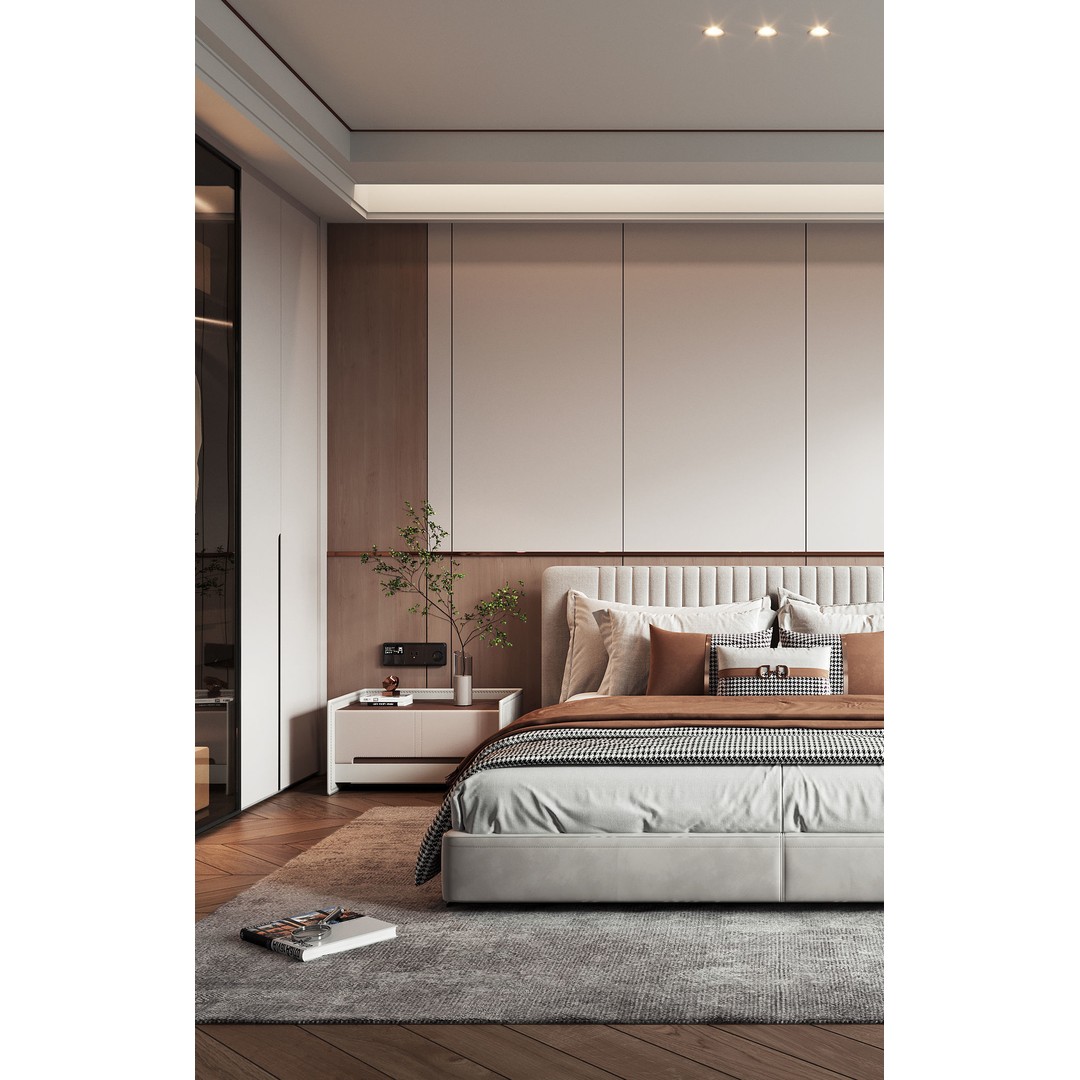 Modern Luxury Bedroom 3D Model – High-Detail Interior Design, FBX, OBJ - View 4