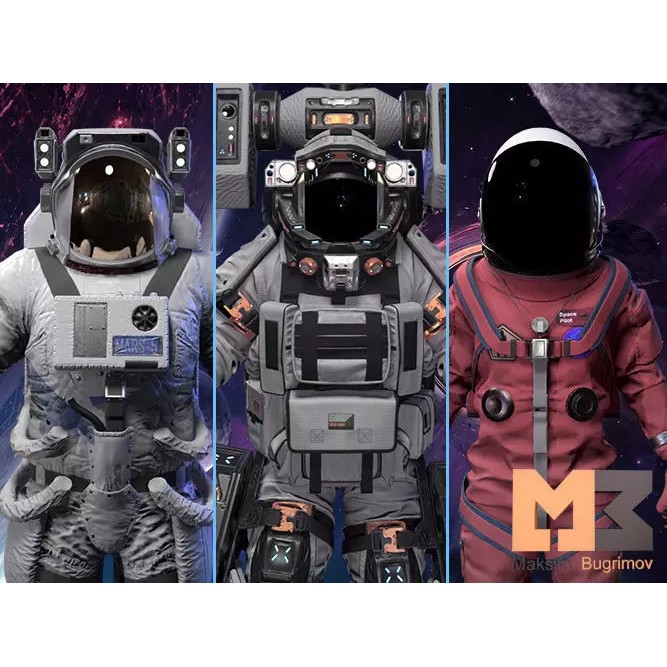 Astronaut Characters 3D Model – Low Poly Game Ready Pack, FBX, Unity, UE4