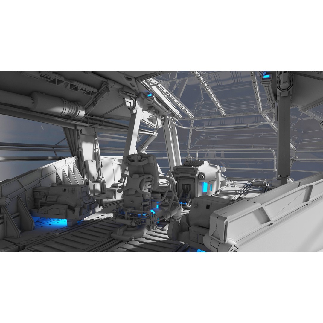 Spaceship Cockpit v6 3D Model – High Poly Sci-Fi Vehicle, FBX, OBJ - View 11