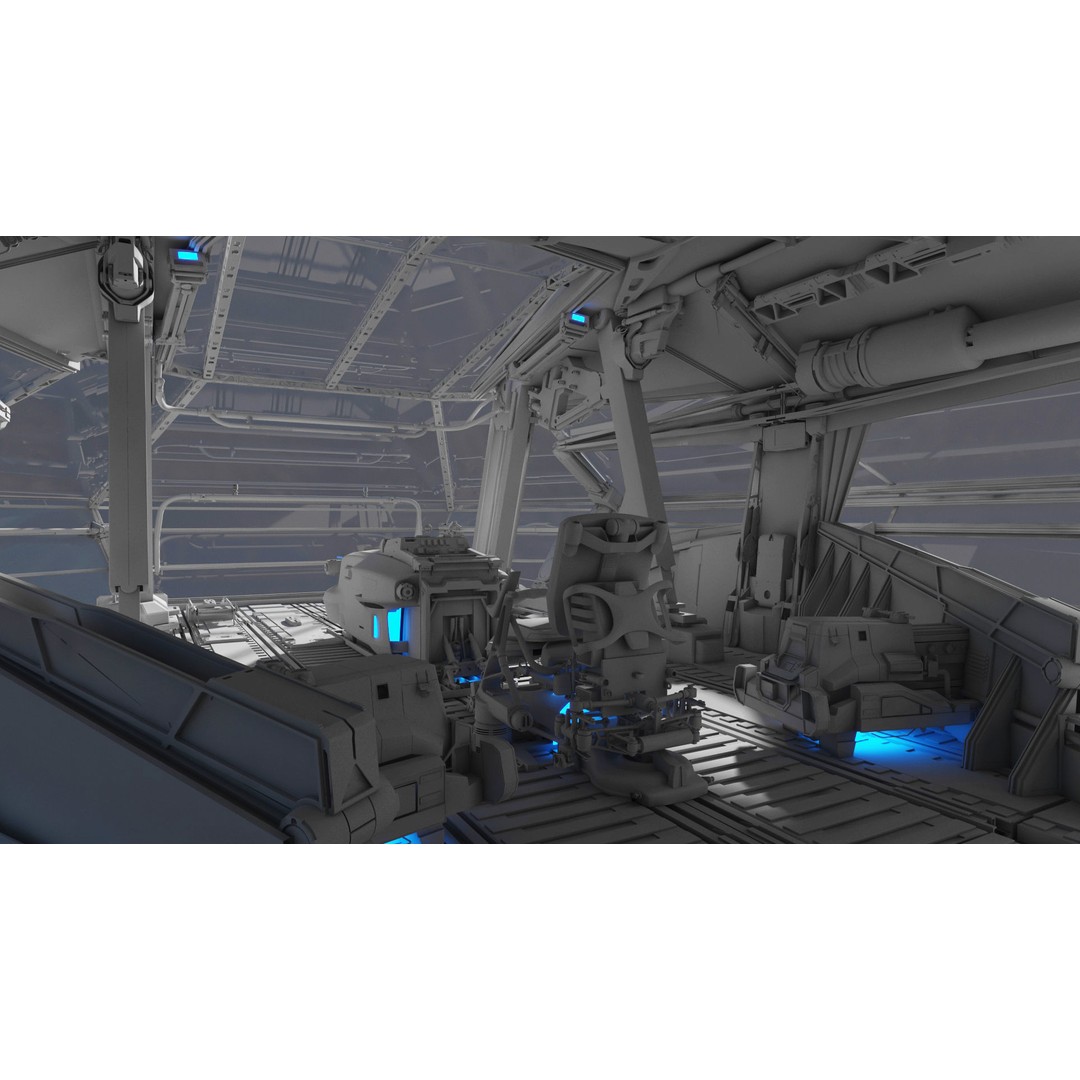 Spaceship Cockpit v6 3D Model – High Poly Sci-Fi Vehicle, FBX, OBJ - View 12