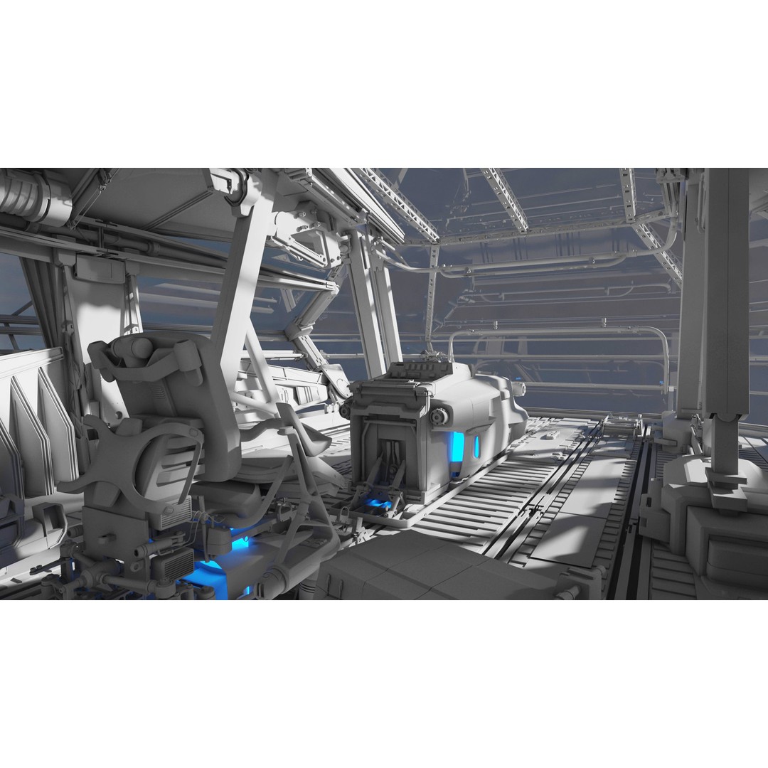 Spaceship Cockpit v6 3D Model – High Poly Sci-Fi Vehicle, FBX, OBJ - View 14