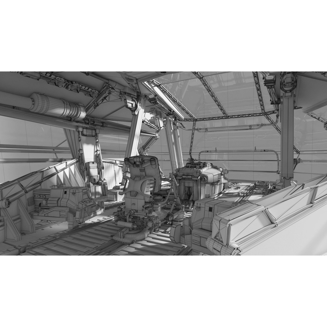 Spaceship Cockpit v6 3D Model – High Poly Sci-Fi Vehicle, FBX, OBJ - View 19