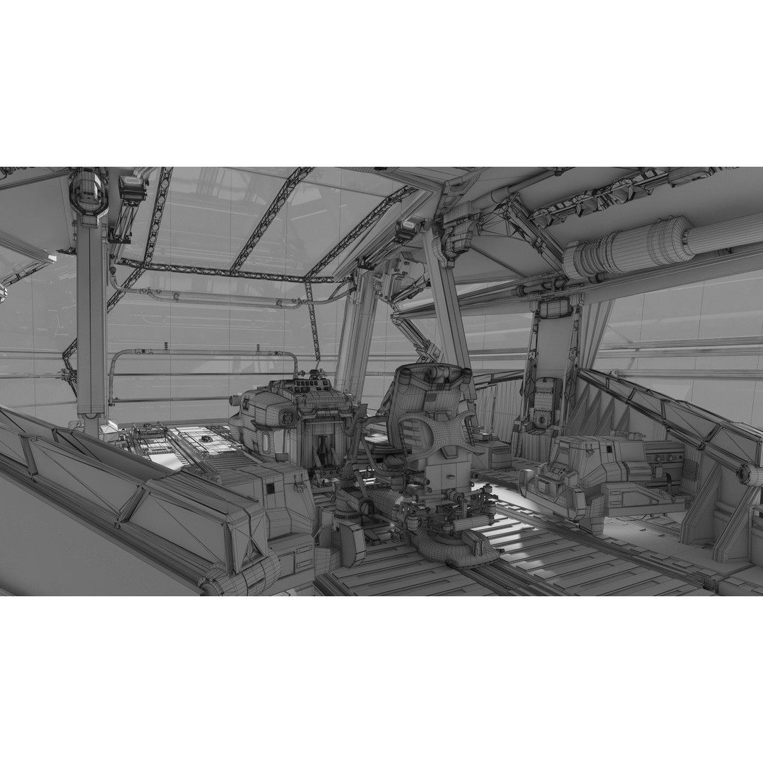 Spaceship Cockpit v6 3D Model – High Poly Sci-Fi Vehicle, FBX, OBJ - View 20