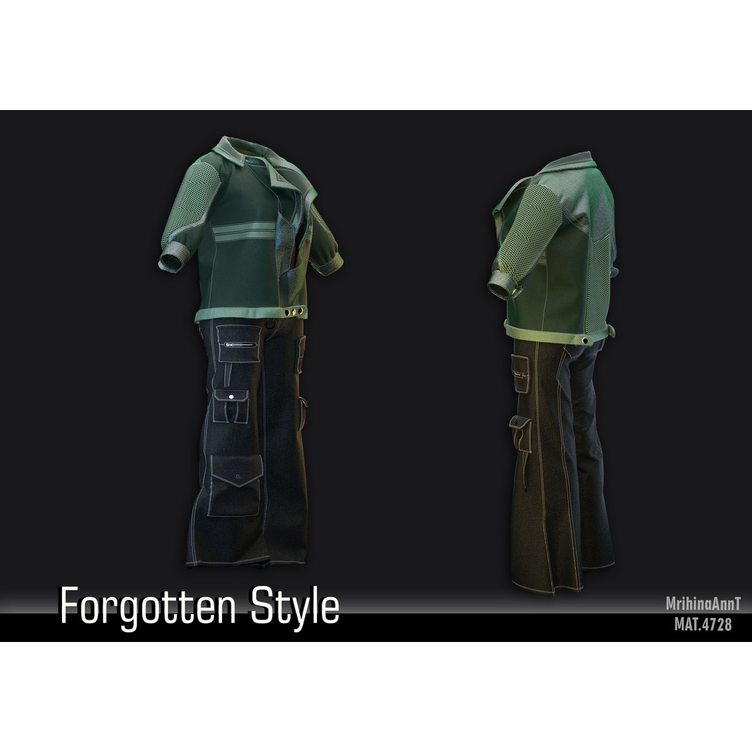 Forgotten Style 3D Model – Cyberpunk Clothing Set, PBR Textures - View 4