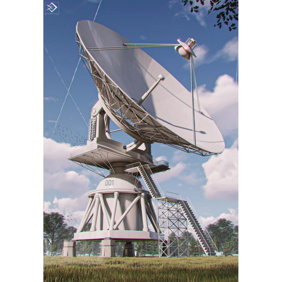 Satellite Dish 3D Model – High Poly Game Asset, FBX, PBR Textures - View 2