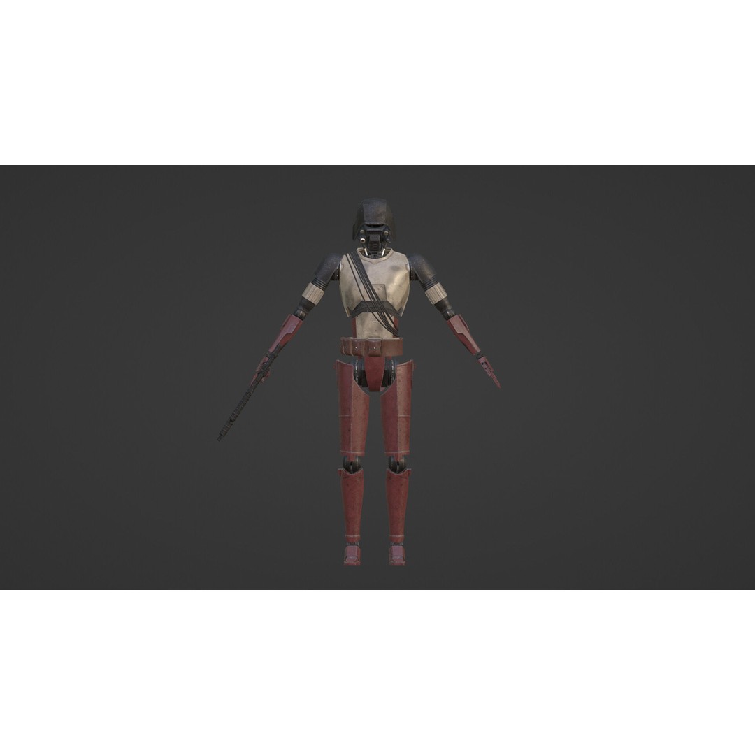 HK-87 Droid 3D Model – Fully Rigged Sci-Fi Character, Blender, FBX, OBJ - View 12
