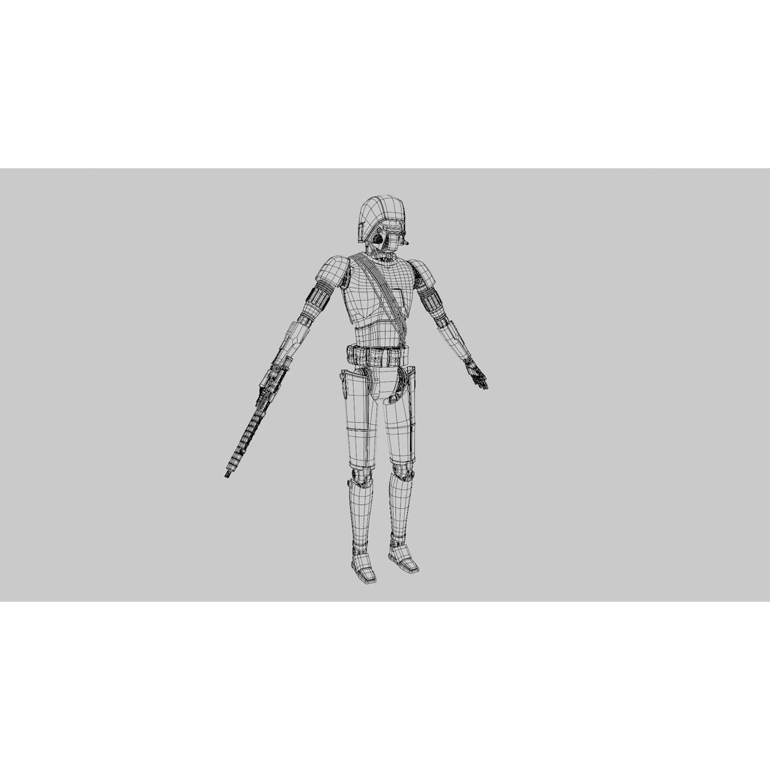 HK-87 Droid 3D Model – Fully Rigged Sci-Fi Character, Blender, FBX, OBJ - View 16