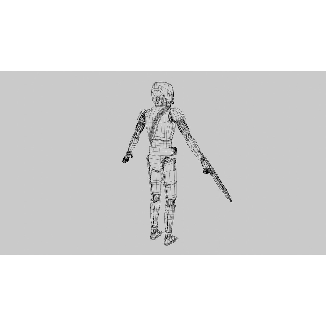 HK-87 Droid 3D Model – Fully Rigged Sci-Fi Character, Blender, FBX, OBJ - View 17