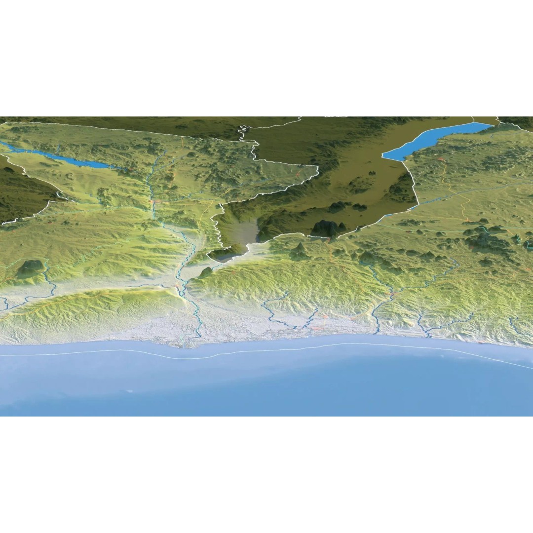 Mozambique Map 3D Model – Realistic Satellite Terrain, FBX, OBJ - View 15