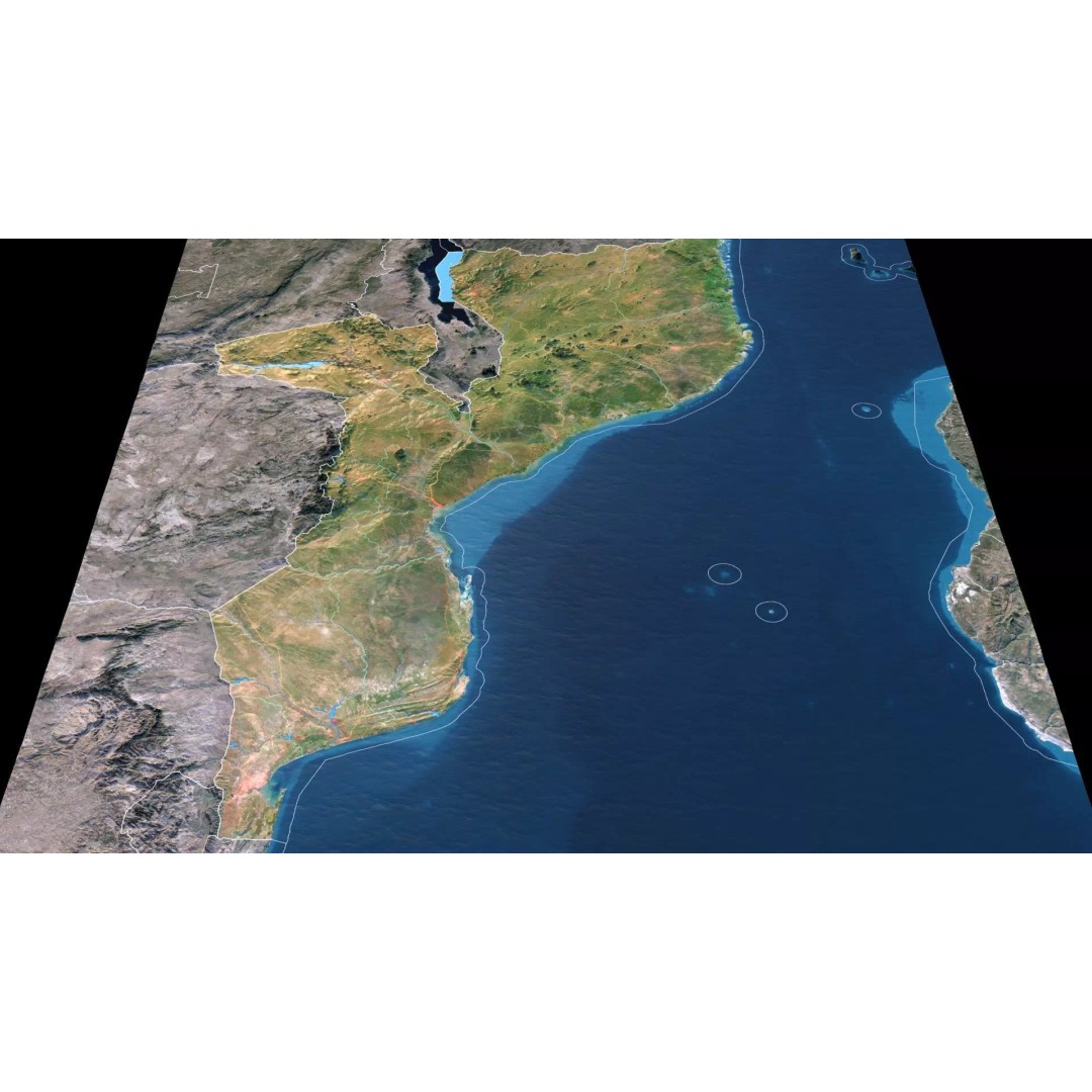 Mozambique Map 3D Model – Realistic Satellite Terrain, FBX, OBJ - View 4