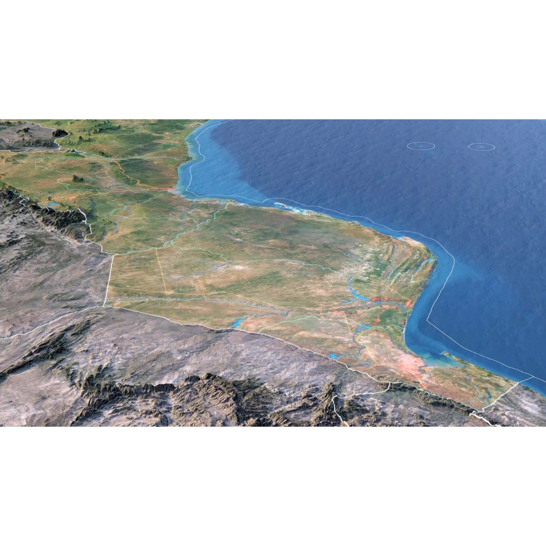 Mozambique Map 3D Model – Realistic Satellite Terrain, FBX, OBJ - View 5