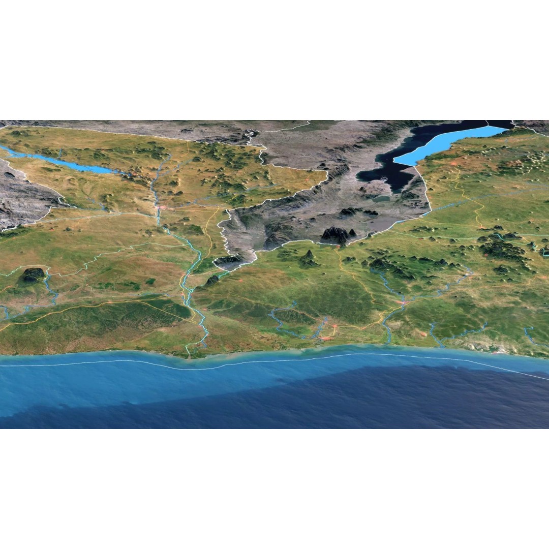 Mozambique Map 3D Model – Realistic Satellite Terrain, FBX, OBJ - View 6