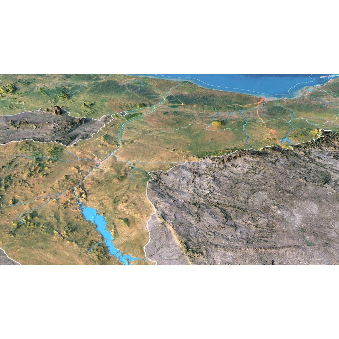 Mozambique Map 3D Model – Realistic Satellite Terrain, FBX, OBJ - View 7