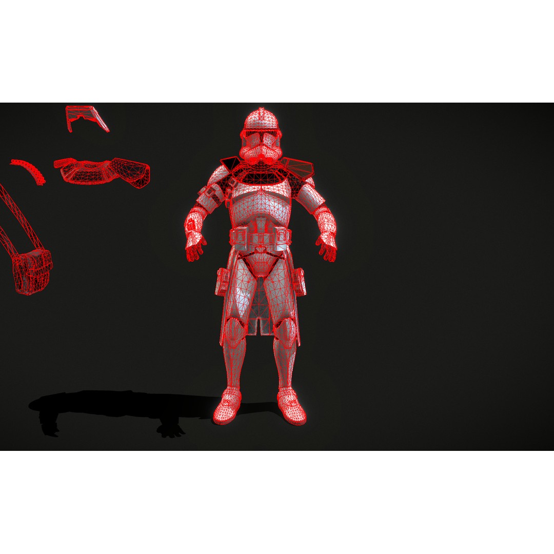 Clone Trooper 3D Model – Low Poly Character Asset, Rigged FBX