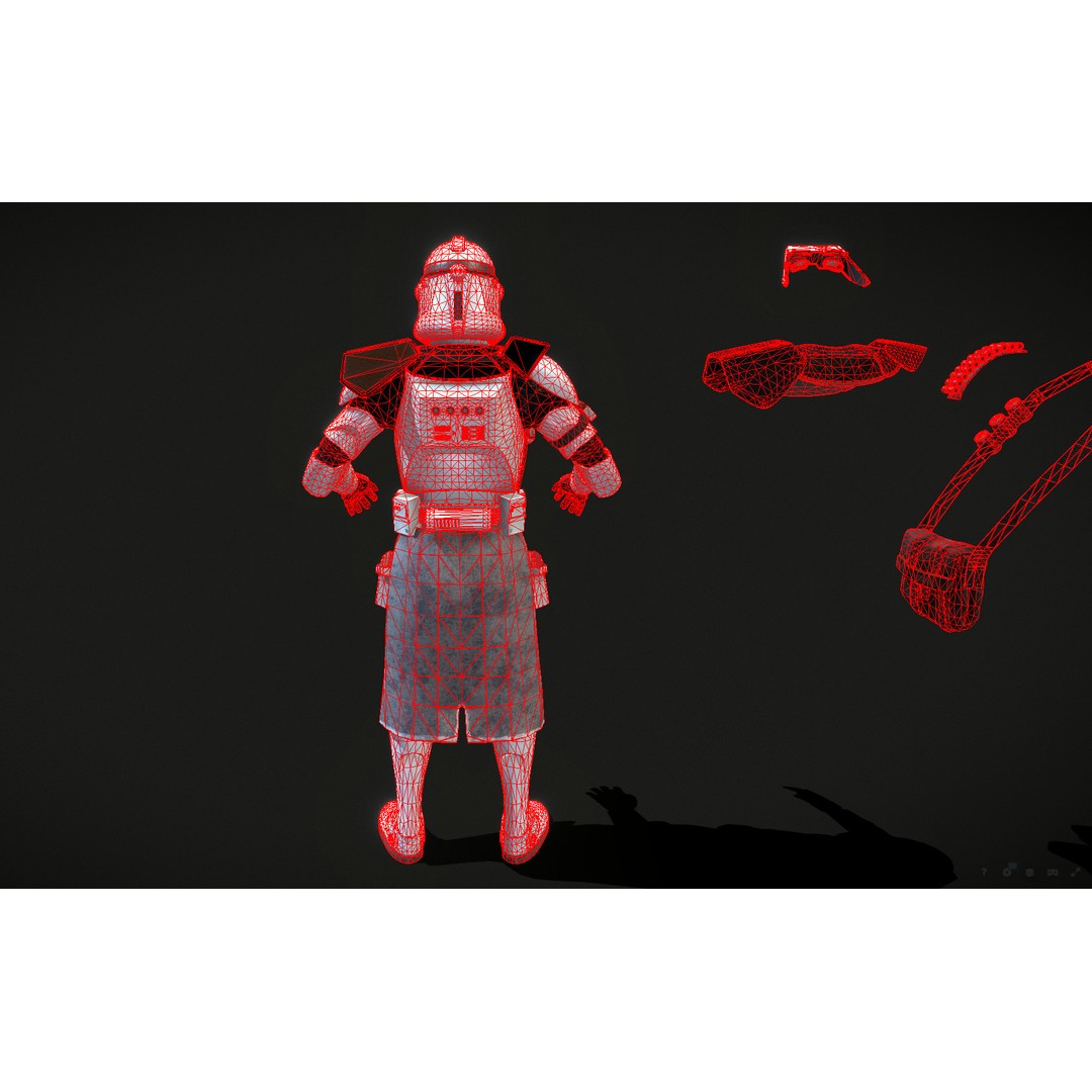 Clone Trooper 3D Model – Low Poly Character Asset, Rigged FBX - View 11
