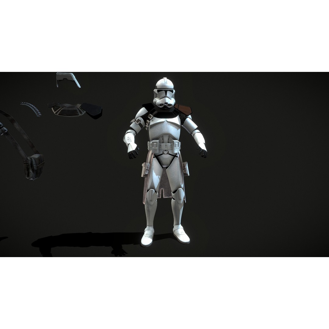 Clone Trooper 3D Model – Low Poly Character Asset, Rigged FBX - View 3