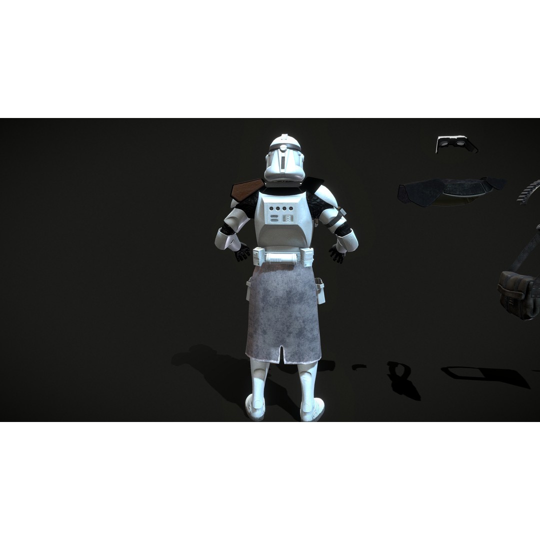 Clone Trooper 3D Model – Low Poly Character Asset, Rigged FBX - View 4