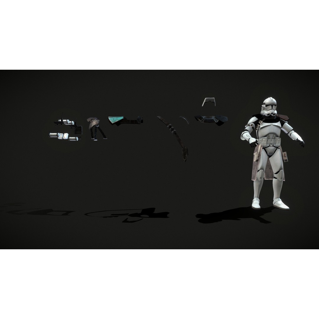 Clone Trooper 3D Model – Low Poly Character Asset, Rigged FBX - View 5