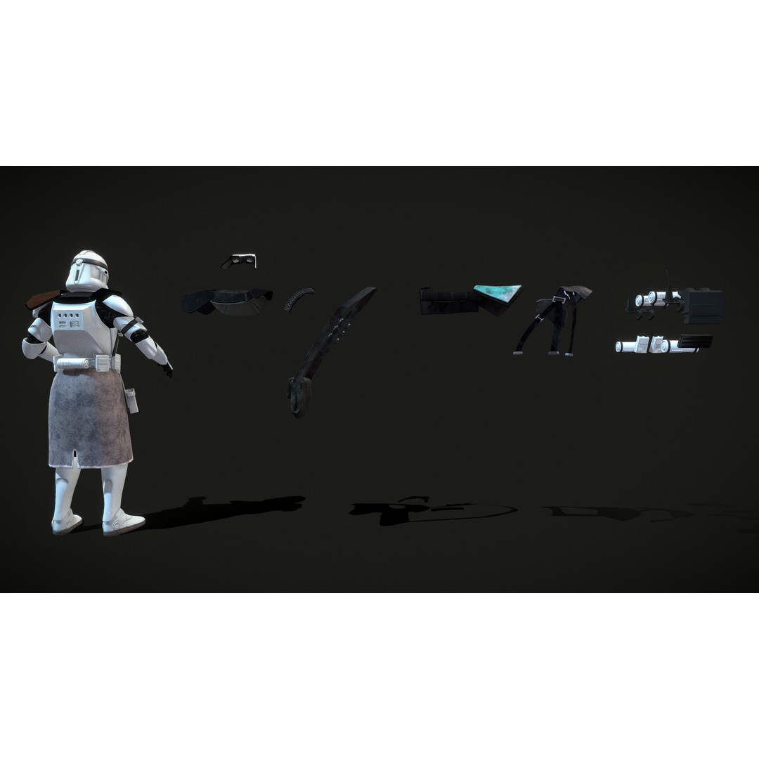 Clone Trooper 3D Model – Low Poly Character Asset, Rigged FBX - View 6