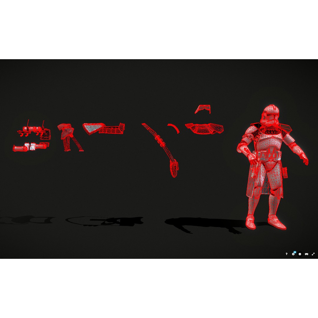 Clone Trooper 3D Model – Low Poly Character Asset, Rigged FBX - View 9