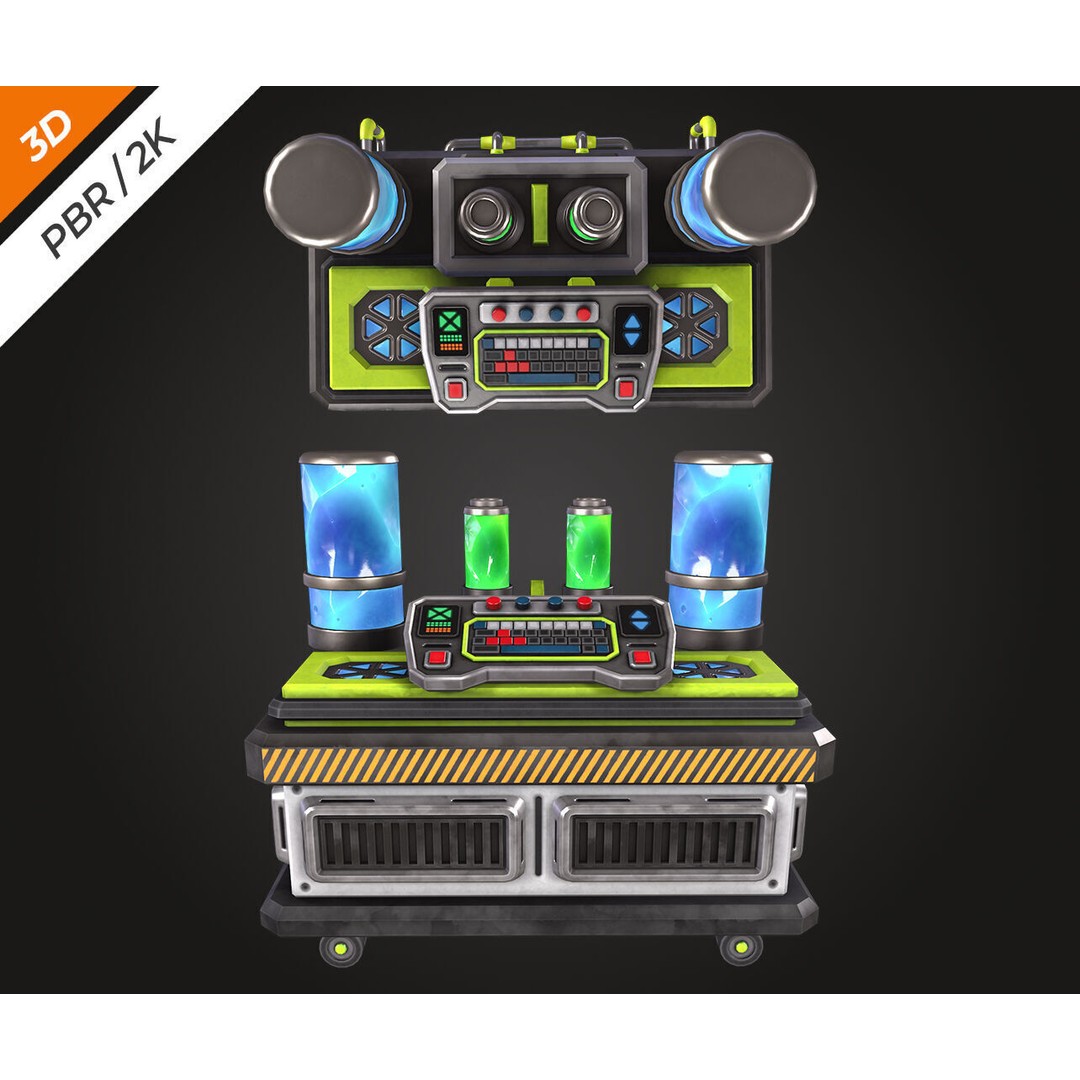 Sci-Fi Laboratory Table 3D Model – Low Poly PBR Asset for Games - View 10