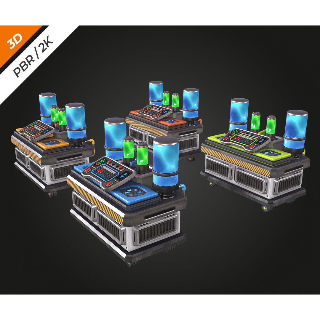 Sci-Fi Laboratory Table 3D Model – Low Poly PBR Asset for Games - View 13