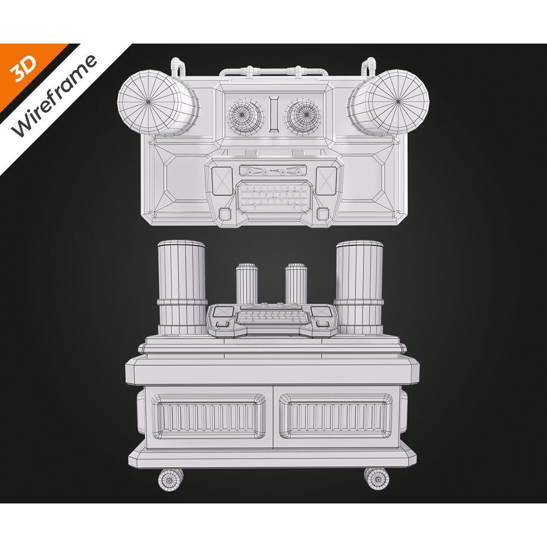 Sci-Fi Laboratory Table 3D Model – Low Poly PBR Asset for Games - View 14