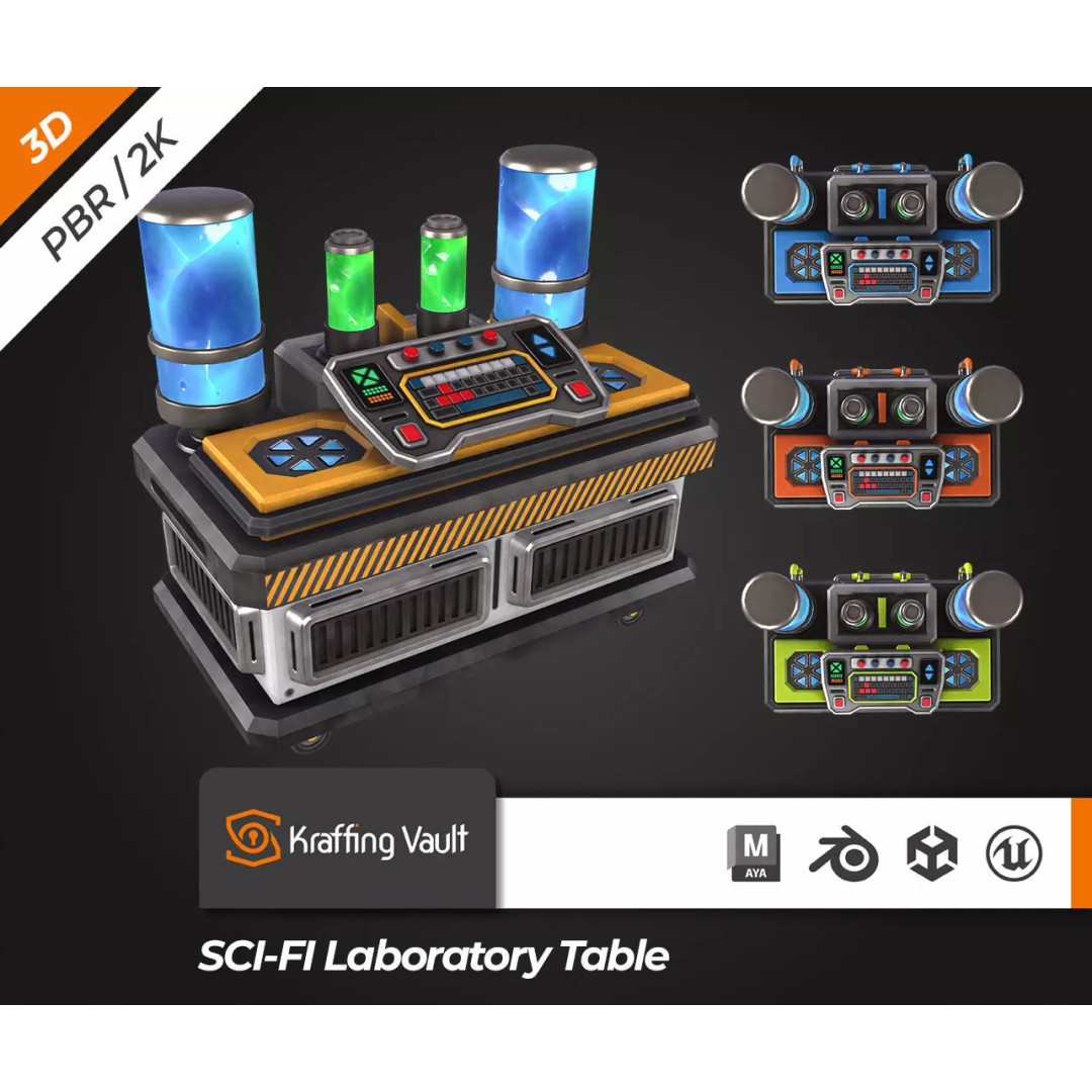 Sci-Fi Laboratory Table 3D Model – Low Poly PBR Asset for Games - View 2