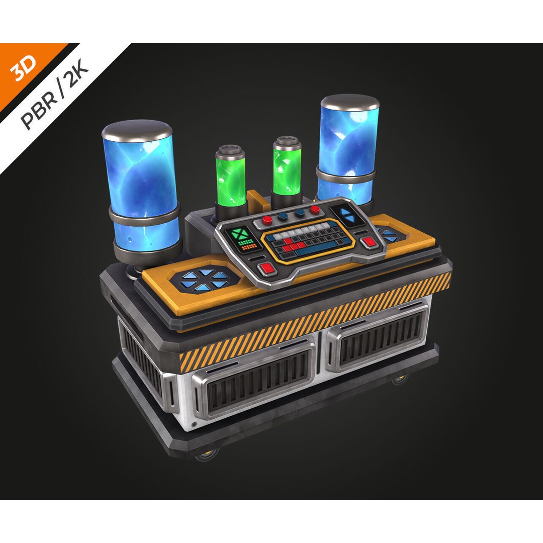 Sci-Fi Laboratory Table 3D Model – Low Poly PBR Asset for Games - View 3