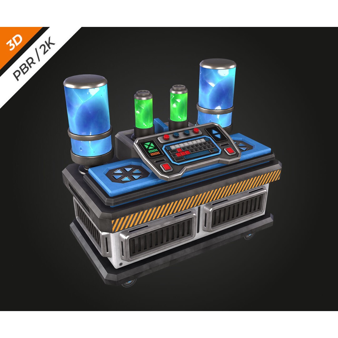 Sci-Fi Laboratory Table 3D Model – Low Poly PBR Asset for Games - View 4