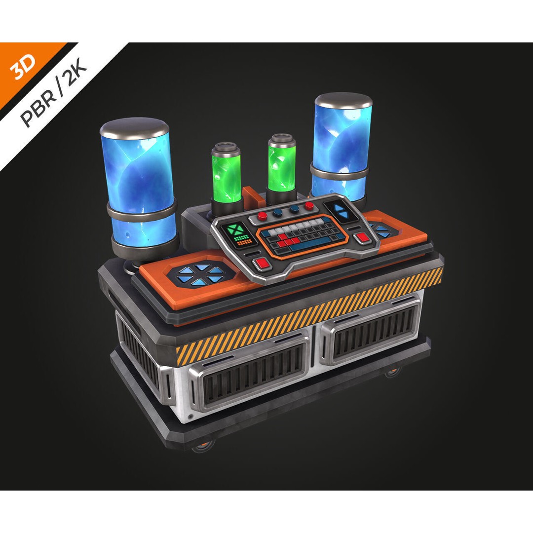 Sci-Fi Laboratory Table 3D Model – Low Poly PBR Asset for Games - View 5