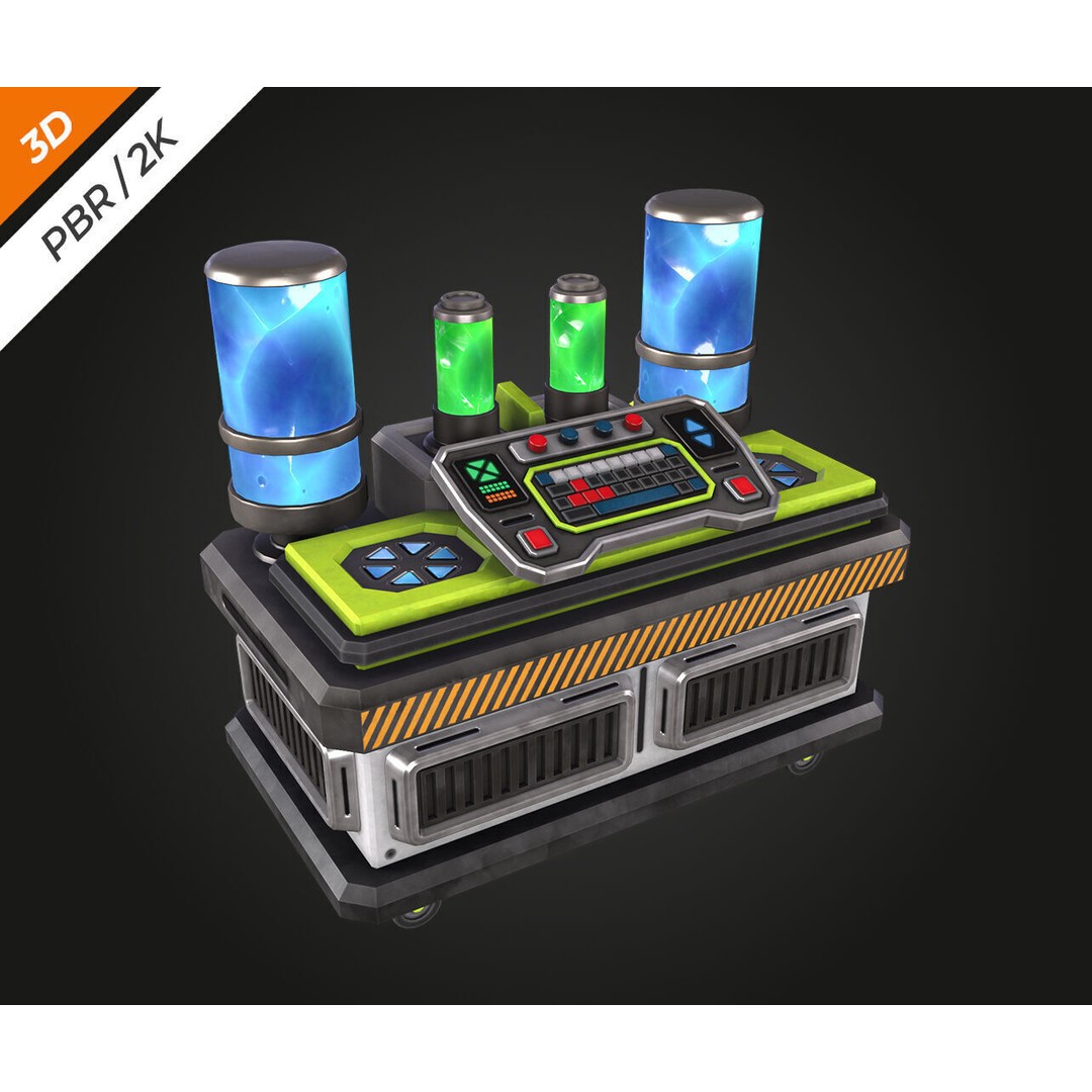 Sci-Fi Laboratory Table 3D Model – Low Poly PBR Asset for Games - View 6