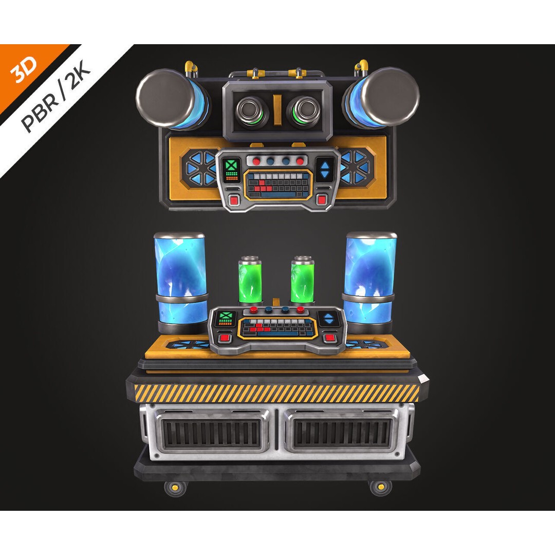 Sci-Fi Laboratory Table 3D Model – Low Poly PBR Asset for Games - View 7