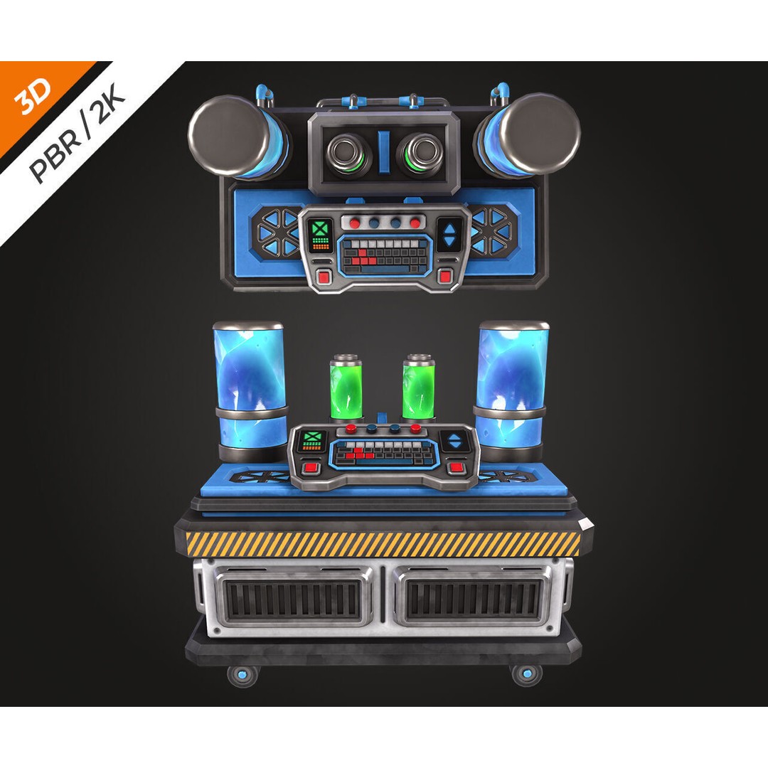 Sci-Fi Laboratory Table 3D Model – Low Poly PBR Asset for Games - View 8