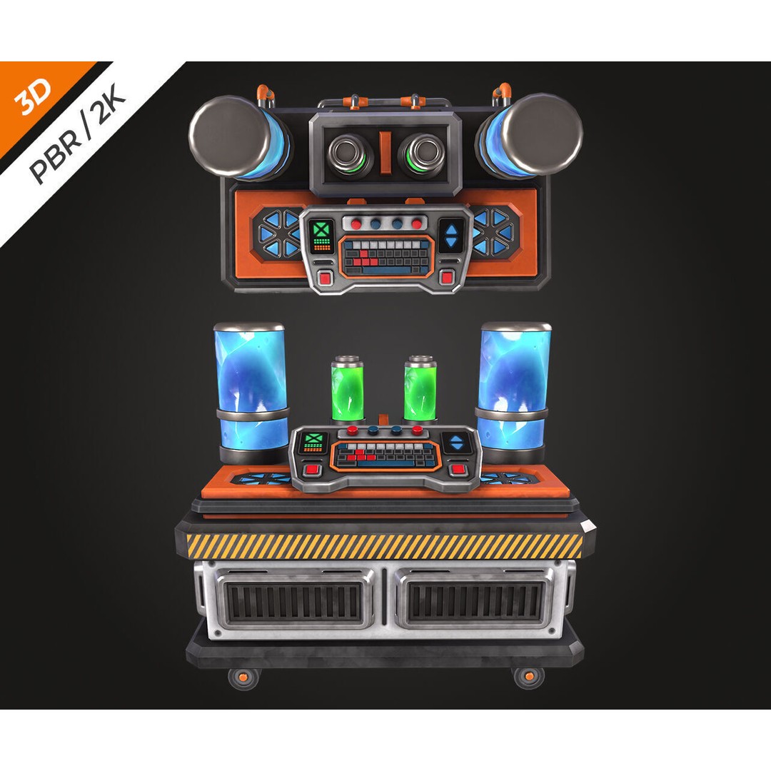 Sci-Fi Laboratory Table 3D Model – Low Poly PBR Asset for Games - View 9