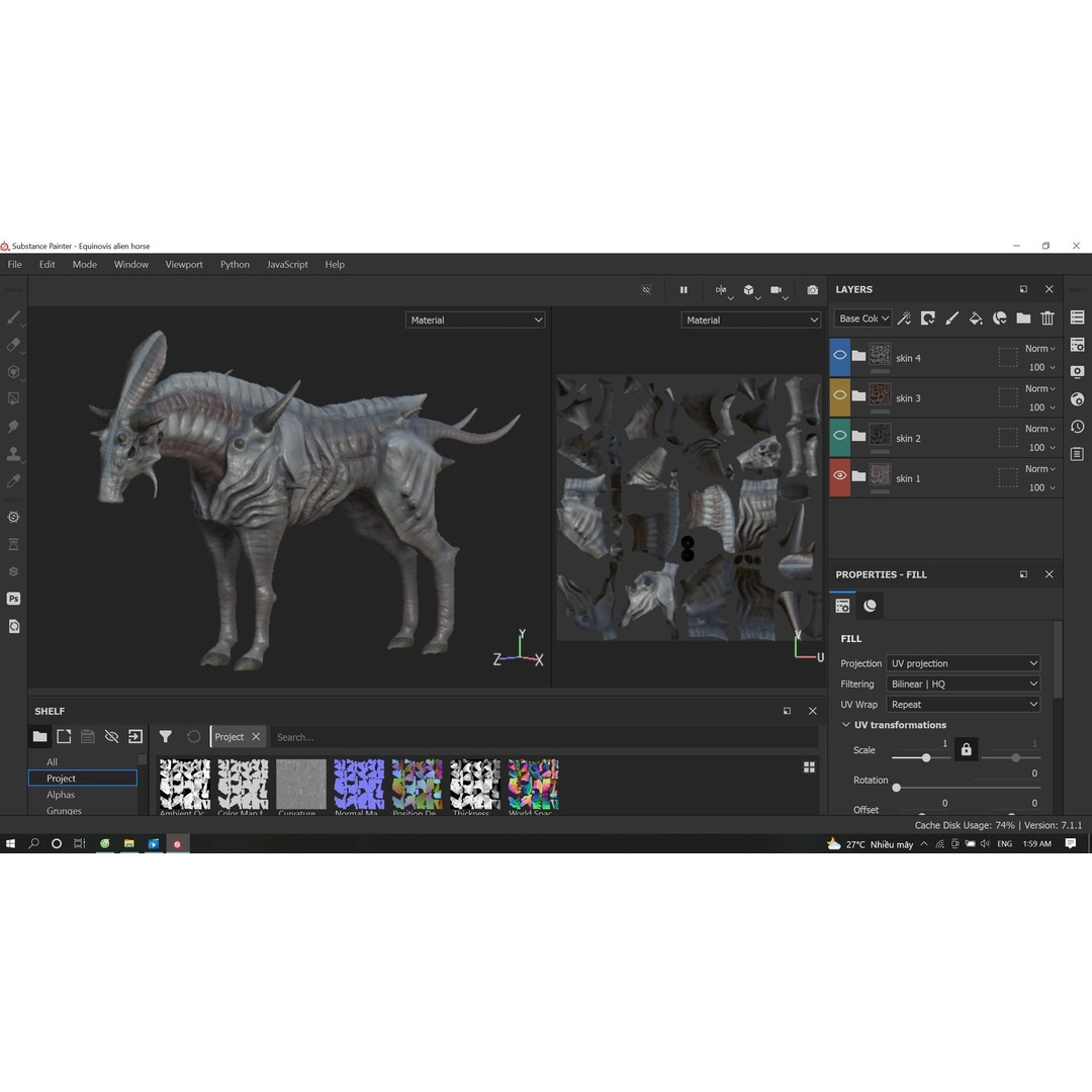 Alien Horse Creature 3D Model – Low Poly Rigged Fantasy Asset, FBX - View 24