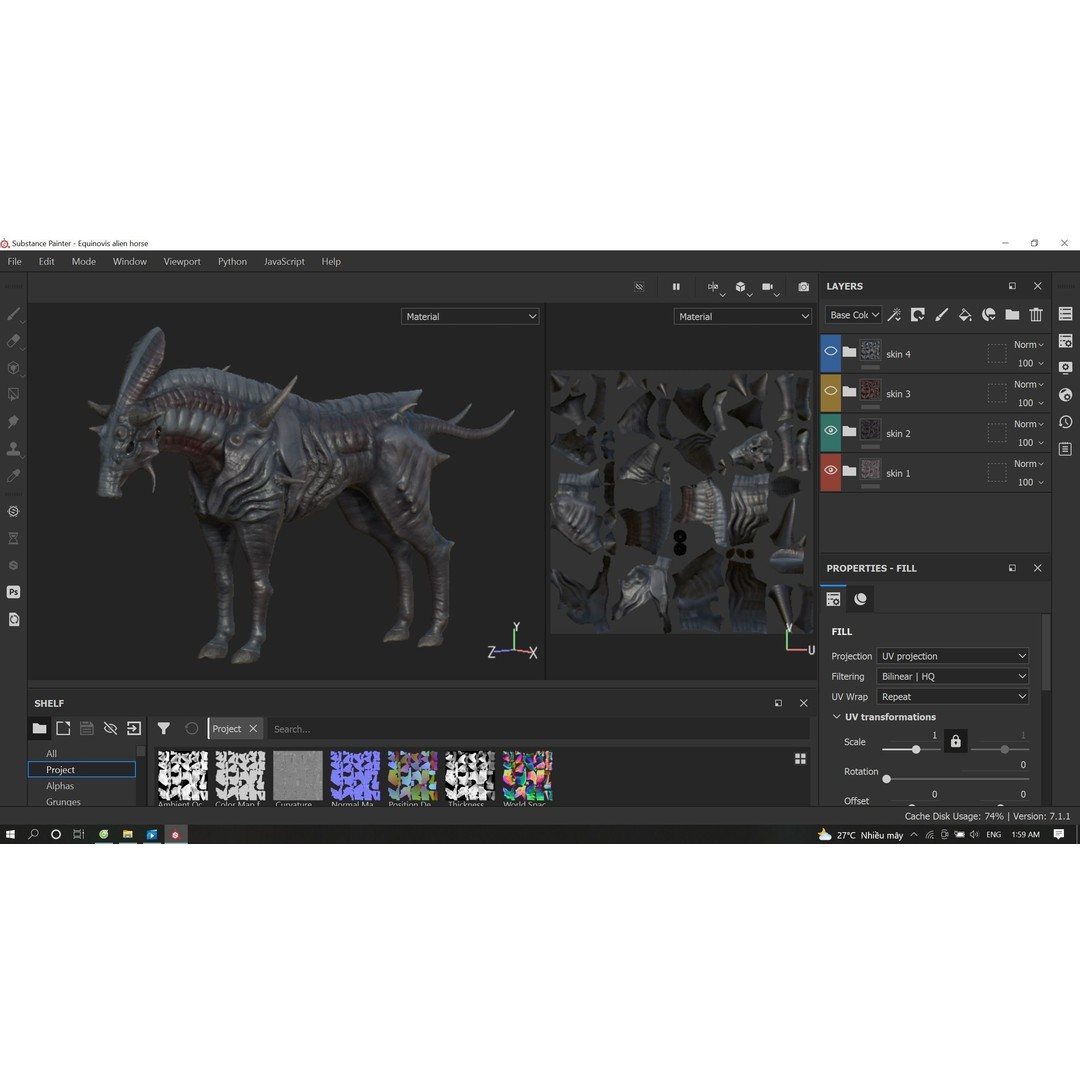 Alien Horse Creature 3D Model – Low Poly Rigged Fantasy Asset, FBX - View 25