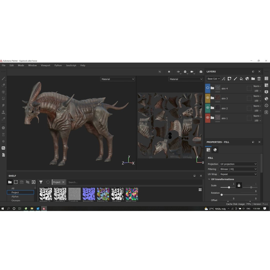 Alien Horse Creature 3D Model – Low Poly Rigged Fantasy Asset, FBX - View 26