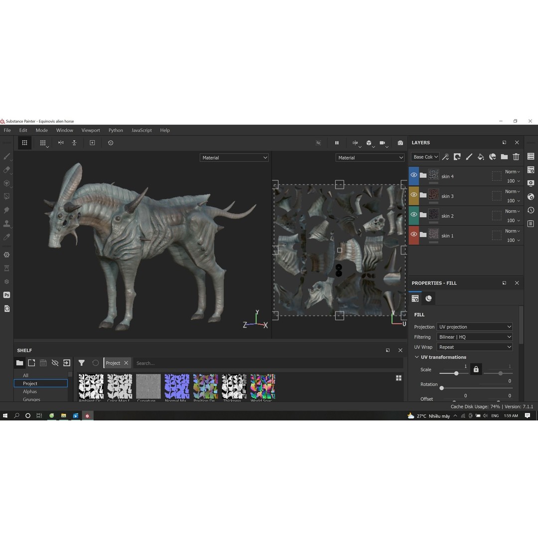 Alien Horse Creature 3D Model – Low Poly Rigged Fantasy Asset, FBX - View 27