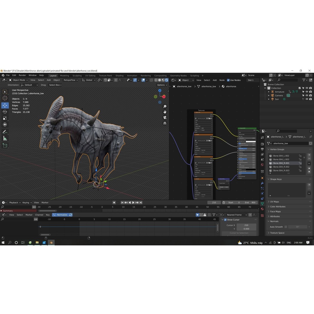 Alien Horse Creature 3D Model – Low Poly Rigged Fantasy Asset, FBX - View 28