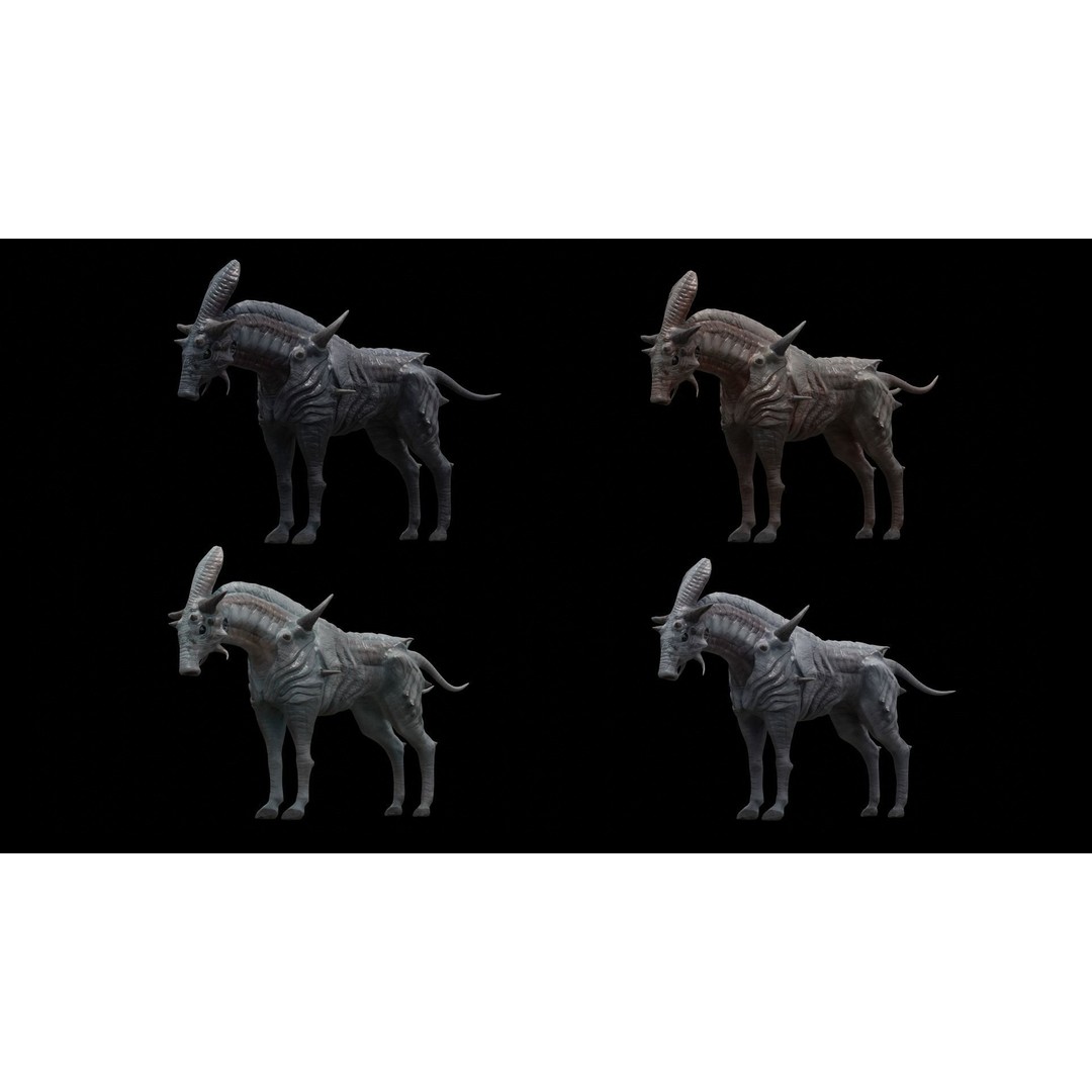 Alien Horse Creature 3D Model – Low Poly Rigged Fantasy Asset, FBX - View 3