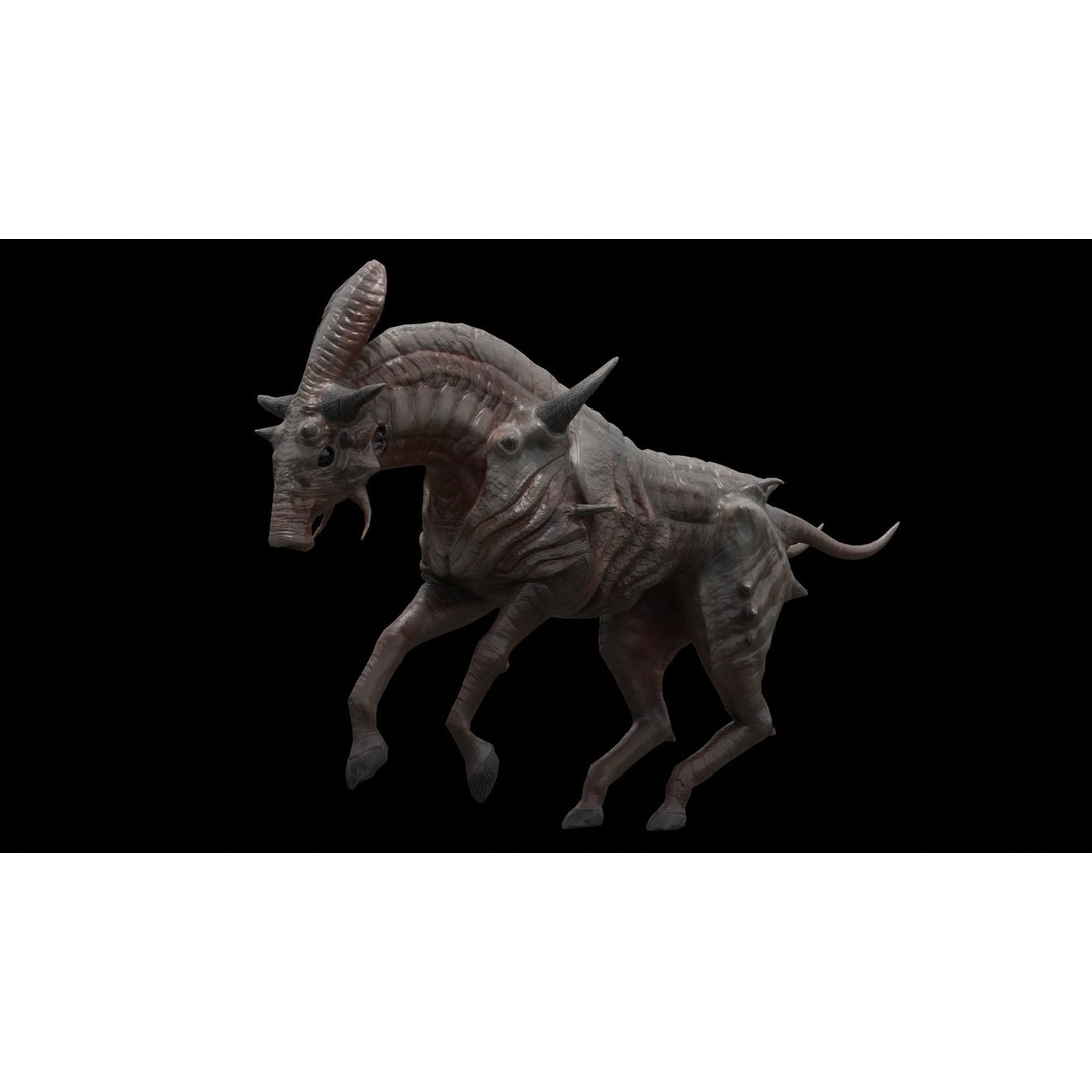 Alien Horse Creature 3D Model – Low Poly Rigged Fantasy Asset, FBX - View 6