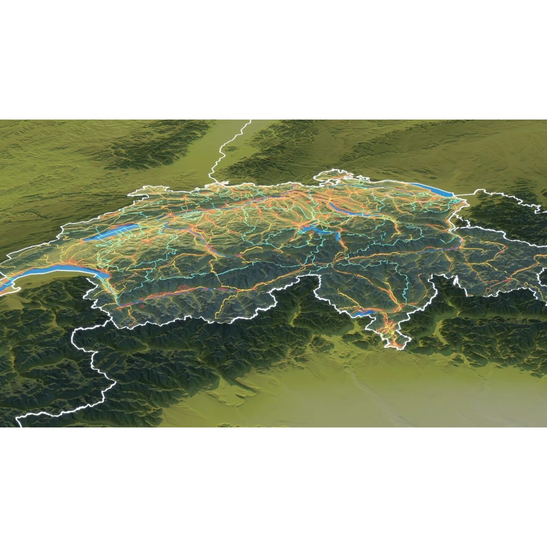 Switzerland Map 3D Model – Realistic Satellite Terrain, FBX, OBJ - View 13
