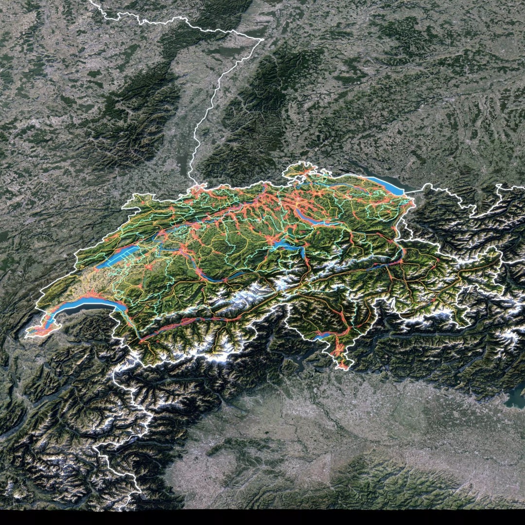Switzerland Map 3D Model – Realistic Satellite Terrain, FBX, OBJ - View 3