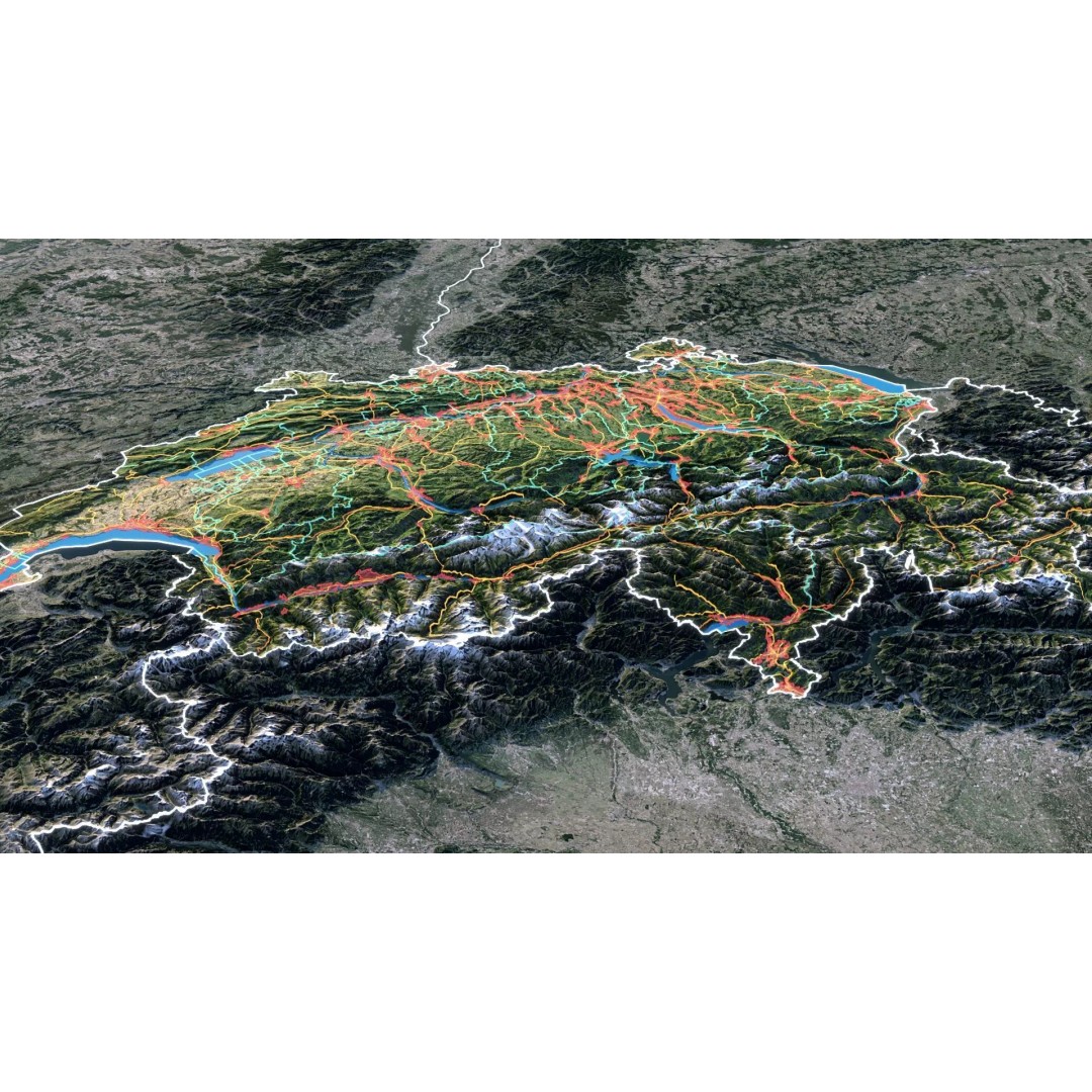 Switzerland Map 3D Model – Realistic Satellite Terrain, FBX, OBJ - View 4