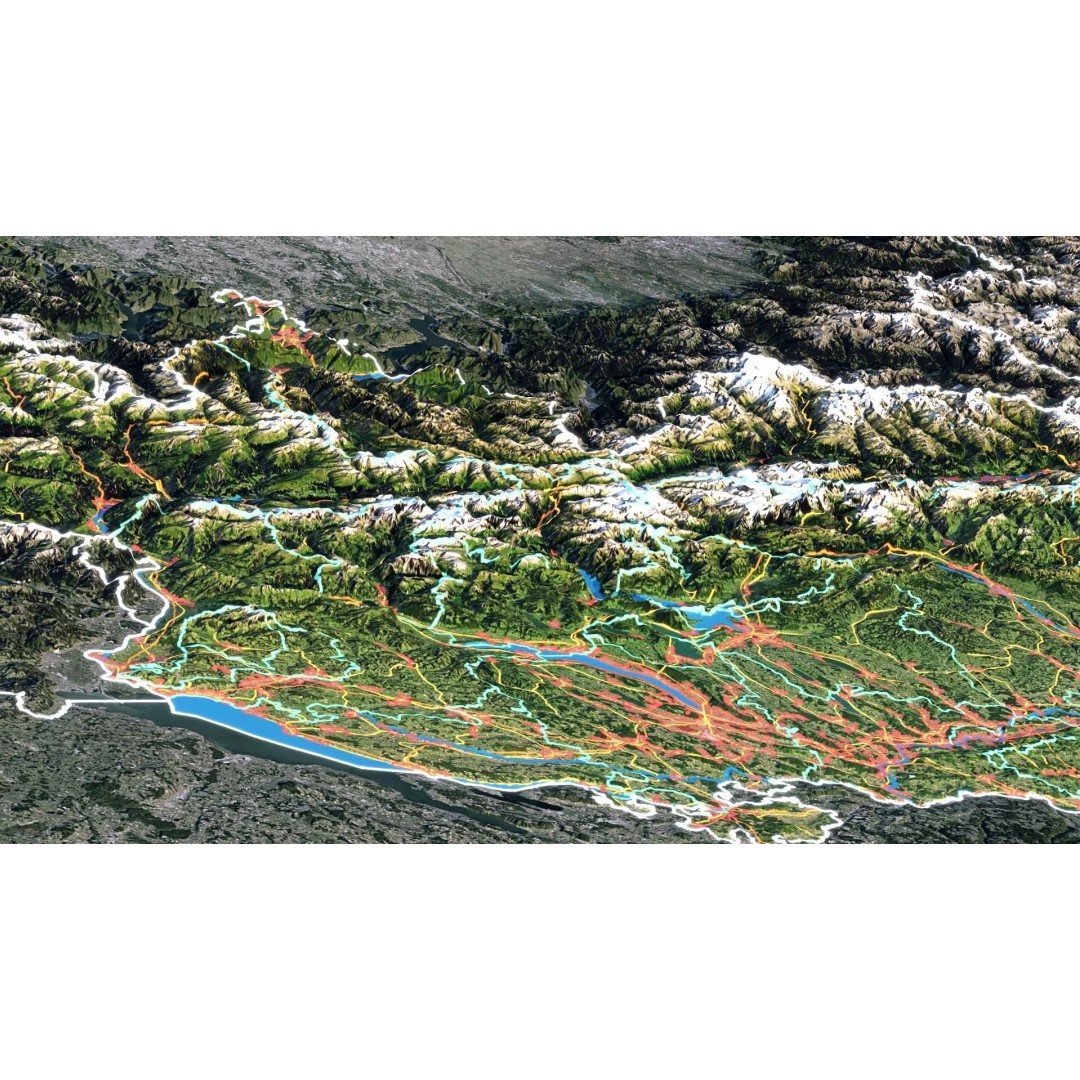 Switzerland Map 3D Model – Realistic Satellite Terrain, FBX, OBJ - View 8